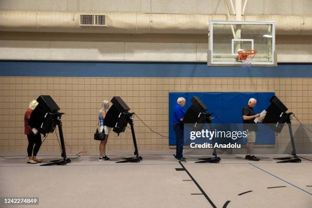 Voters cast their ballots at the Covenant Presbyterian Church in Wichita, Kansas on Tuesday August 2nd, 2022 as voters decide on a constitutional...