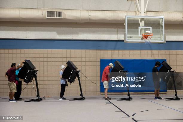 Voters cast their ballots at the Covenant Presbyterian Church in Wichita, Kansas on Tuesday August 2nd, 2022 as voters decide on a constitutional...