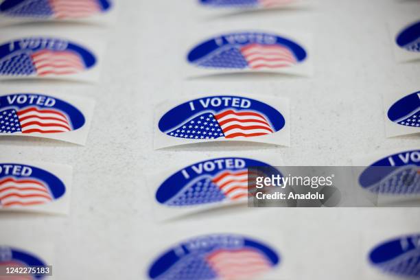 Votedâ stickers are seen at the West Evangelical Free church in Wichita, Kansas on Tuesday August 2nd, 2022 as voters decide on a constitutional...