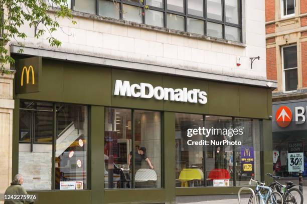 McDonald's logo is seen in Nottingham city centre on 2 August 2022.