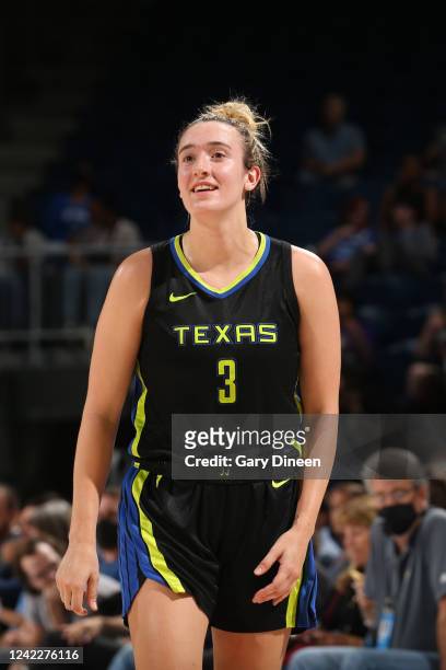 Marina Mabrey of the Dallas Wings smiles during the game against the Chicago Sky on August 2, 2022 at the Wintrust Arena in Chicago, Illinois. NOTE...