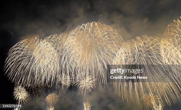 Fireworks light up the night sky in Nagaoka, Niigata Prefecture, on Aug. 2 as one of the three largest fireworks festivals in Japan resumes following...