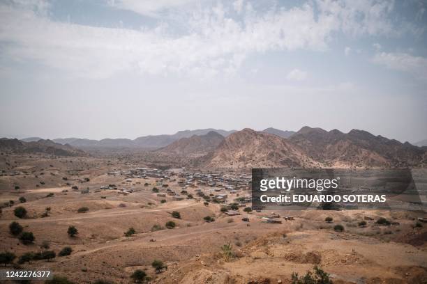 View of the village of Erebti, Ethiopia, on June 09, 2022. - The Afar region, the only passageway for humanitarian convoys bound for Tigray, is...