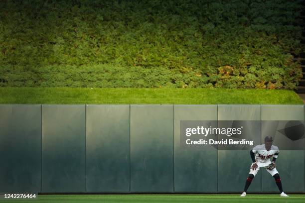 Nick Gordon of the Minnesota Twins readies for the play against the Detroit Tigers in the third inning of the game at Target Field on August 2, 2022...