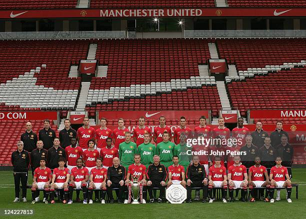 The Manchester United squad pose at the annual club photocall at Old Trafford on September 9, 2011 in Manchester, England.