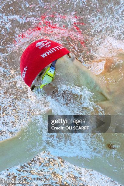 England's Jacob Whittle competes in the men's 4x100m medley relay heats swimming event at the Sandwell Aquatics Centre, on day six of the...