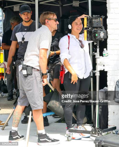 Director Jackeline Tejada at film set of the 'Blue Bloods' TV Series in Greenpoint, Brooklyn on August 02, 2022 in New York City.
