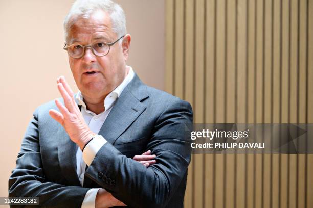 Moeller-Maersk CEO Soeren Skou gives a press conference to present his company's results at the headquarters in Copenhagen, Denmark, on August 3,...