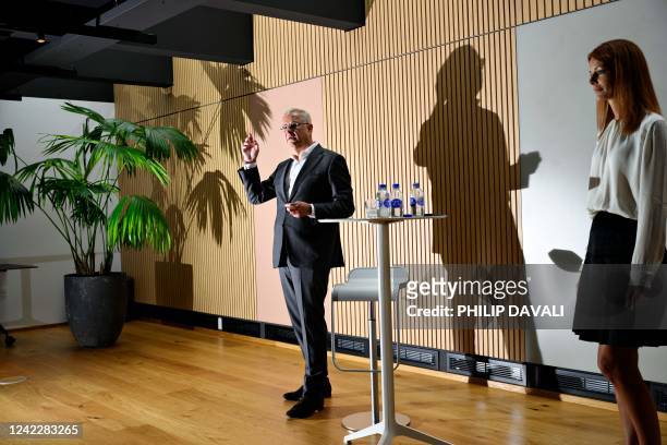 Moeller-Maersk CEO Soeren Skou gives a press conference to present his company's results at the headquarters in Copenhagen, Denmark, on August 3,...