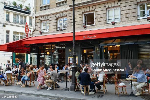 View at the 'Le Progres' cafe in the 'Le Marais' quarter as bars and restaurants reopen after two months of nationwide restrictions due to the...