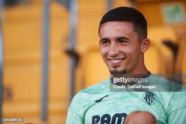 Yeremi Pino of of Villarreal CF looks on prior to the Pre-Season Friendly match between Villarreal CF and Levante UD at Estadio de la Ceramica on...