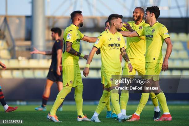 Jose Luis Morales of Villarreal CF players of x celebrates after scoring his teams fourth goal during the Pre-Season Friendly match between...