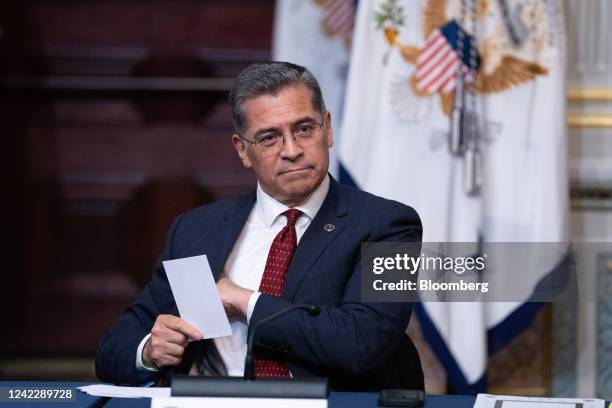 Xavier Becerra, secretary of Health and Human Services , in the Eisenhower Executive Office Building in Washington, D.C., US, on Wednesday, Aug. 3,...