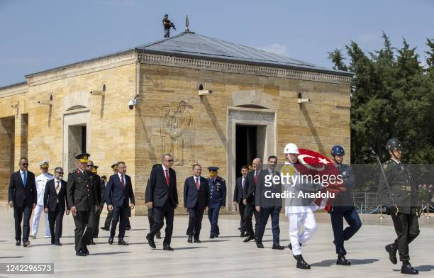 President of Turkey, Recep Tayyip Erdogan visits Anitkabir, the mausoleum of Turkish Republic's Founder Mustafa Kemal Ataturk, ahead of Supreme...