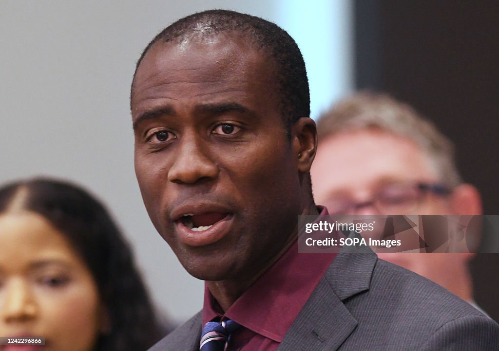 Florida surgeon general Joseph Ladapo speaks at a press...