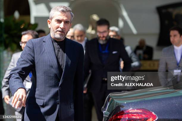 Iran's chief nuclear negotiator Ali Bagheri Kani leaves after talks at the Coburg Palais, the venue of the Joint Comprehensive Plan of Action in...