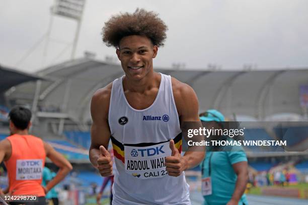 Belgian Mimoun Abdoul Wahab pictured in action during the heats of the men's 400m hurdles event, at the 'World Athletics' World Junior Athletics...