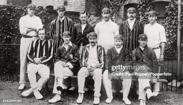 Vintage postcard featuring the Middlesex County Cricket team, circa 1905. Left to right, back row: Edward Mignon, Clayton Palmer, Arthur Littlejohn,...