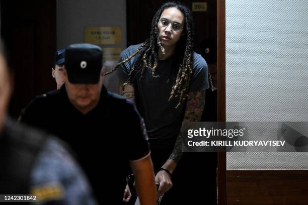 Women National Basketball Association's basketball player Brittney Griner, who was detained at Moscow's Sheremetyevo airport and later charged with...