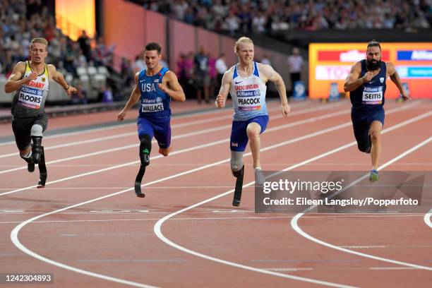 Jonnie Peacock of Great Britain competing in the men's 100 metres T44 final during the World Para Athletics Championships at the London Stadium on...