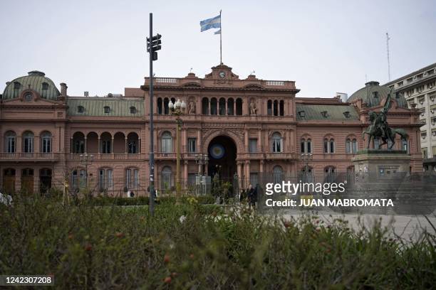 View of the Casa Rosada government palace in Buenos Aires on August 4, 2022. Financial markets were in expectation following the announcements of...