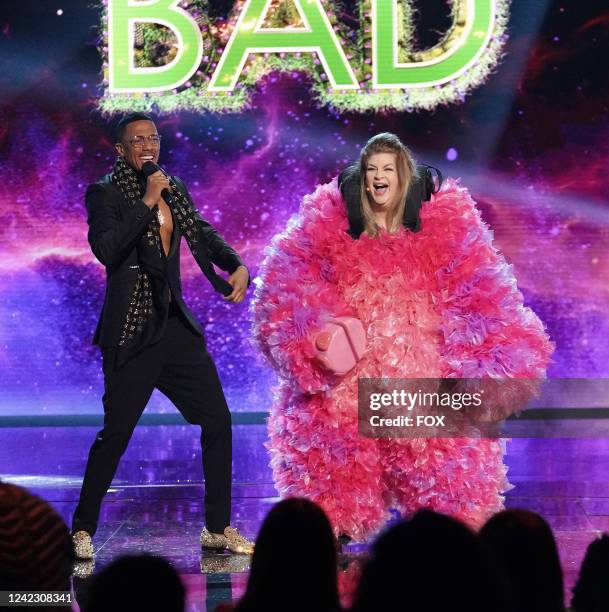 Host Nick Cannon and Kirstie Alley in THE MASKED SINGER episode airing Wed. April 27 on FOX.