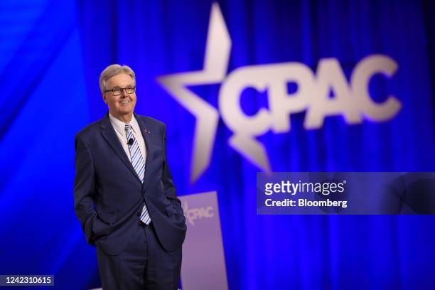 Dan Patrick, lieutenant governor of Texas, during the Conservative Political Action Conference in Dallas, Texas, US, on Thursday, Aug. 4, 2022. The...