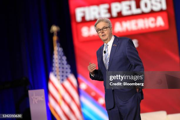 Dan Patrick, lieutenant governor of Texas, speaks during the Conservative Political Action Conference in Dallas, Texas, US, on Thursday, Aug. 4,...