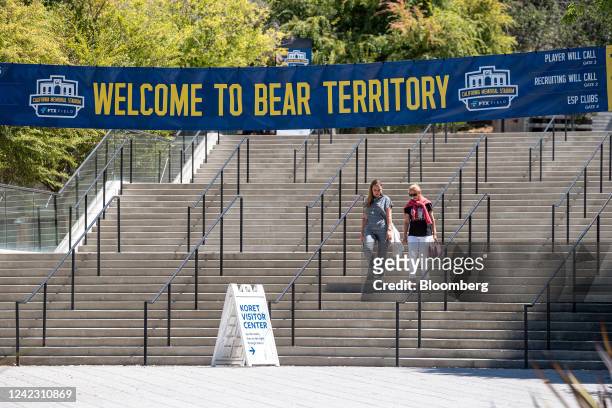 The entrance of the California Memorial Stadium on the University of California, Berkeley campus in Berkeley, California, US, on Thursday, Aug. 4,...