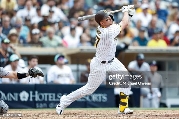 Brandon Drury of the San Diego Padres walks in the eighth inning during the game between the Colorado Rockies and the San Diego Padres at Petco Park...