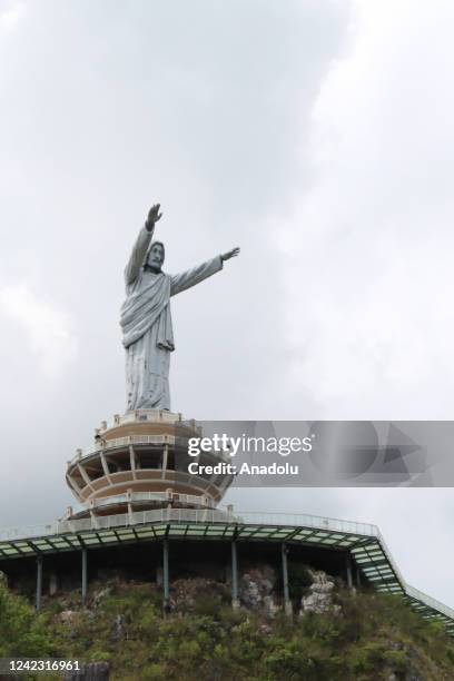 The statue of Jesus Christ Blessing, which becomes the tallest statue in the world by beating the tallest Jesus statude in Brazil, is seen at the...