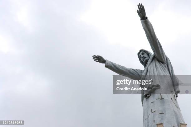 The statue of Jesus Christ Blessing, which becomes the tallest statue in the world by beating the tallest Jesus statude in Brazil, is seen at the...