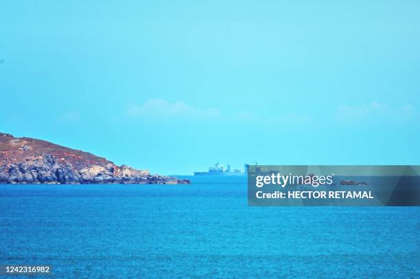 Chinese military vessel sails off Pingtan island, one of mainland China's closest point from Taiwan, in Fujian province on August 5, 2022. - Taiwan...