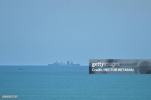 Chinese military vessel sails off Pingtan island, one of mainland China's closest point from Taiwan, in Fujian province on August 5, 2022. - Taiwan...