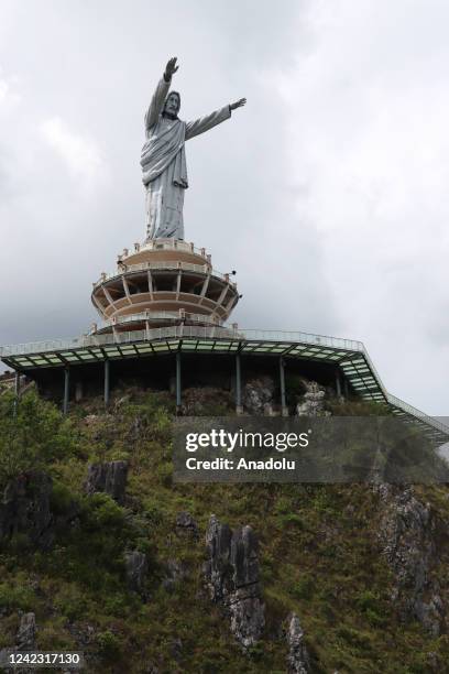 The statue of Jesus Christ Blessing, which becomes the tallest statue in the world by beating the tallest Jesus statude in Brazil, is seen at the...