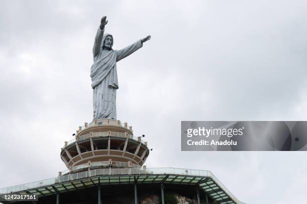 The statue of Jesus Christ Blessing, which becomes the tallest statue in the world by beating the tallest Jesus statude in Brazil, is seen at the...