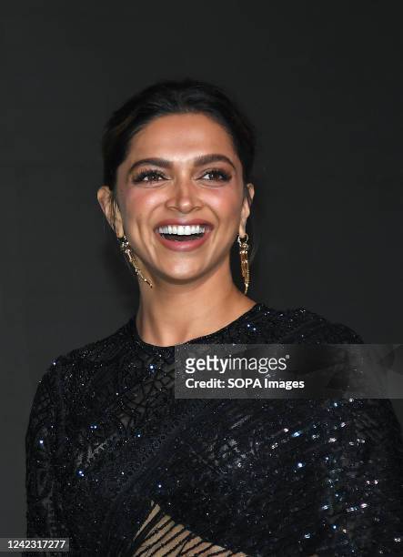 Bollywood actress Deepika Padukone smiles during the Gem and Jewellery Export Promotion Council event in Mumbai. Proceeds of the event were donated...