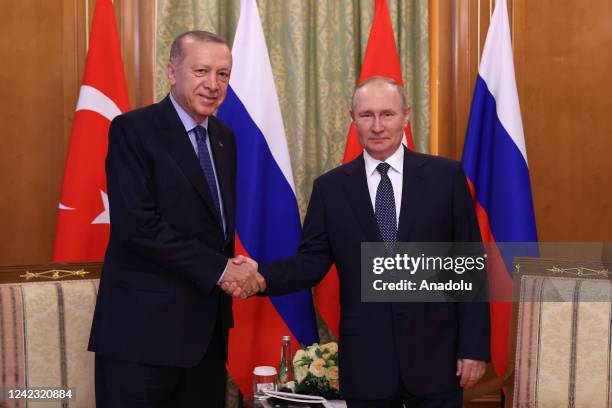 Turkish President Recep Tayyip Erdogan and Russian President Vladimir Putin meet in Sochi, Russia on August 05, 2022.