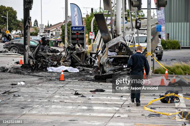Multiple people were killed near a Windsor Hills gas station at the intersection of West Slauson and South La Brea avenues in a fiery crash on...