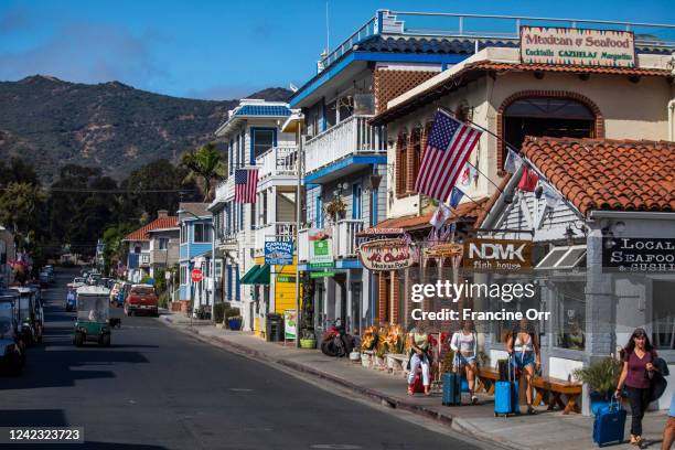 Thousands of tourists arrive each week via cruise ships and those who take the ferry from L.A.on Wednesday, July 27, 2022 in Avalon, CA. Visitors are...