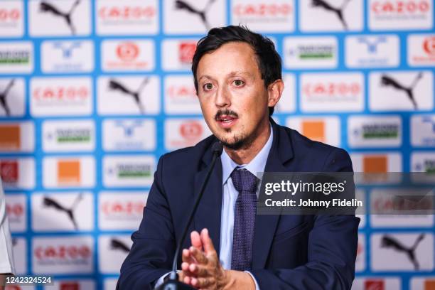 Pablo LONGORIA president of Marseille during press conference of Marseille at Centre d'Entrainement Robert Louis Dreyfus on August 5, 2022 in...