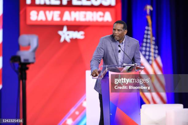 Representative Burgess Owens, a Republican from Utah, speaks during the Conservative Political Action Conference in Dallas, Texas, US, on Friday,...