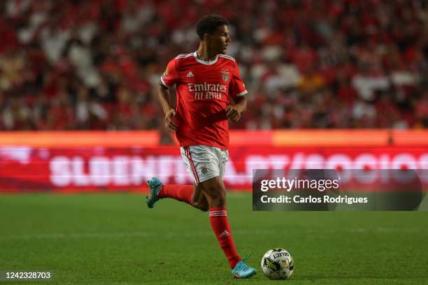 Alexander Bah of SL Benfica during the Liga Portugal Bwin match between SL Benfica and FC Arouca at Estadio do Sport Lisboa e Benfica on August 5,...