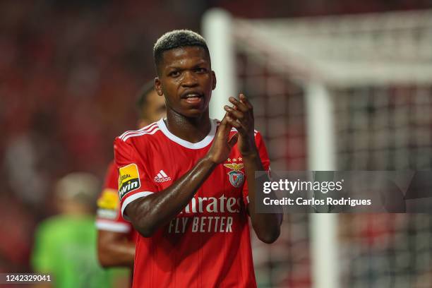 Florentino Luis of SL Benfica thanks the supportes during the Liga Portugal Bwin match between SL Benfica and FC Arouca at Estadio do Sport Lisboa e...