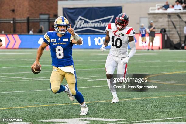 Winnipeg Blue Bombers quarterback Zach Collaros gets ready to pass the ball during the Winnipeg Blue Bombers versus the Montreal Alouettes game on...