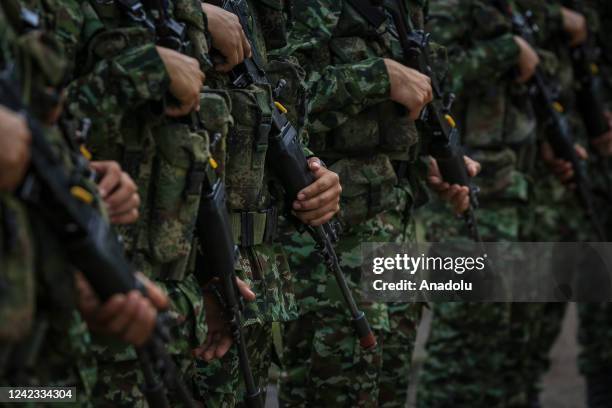 Colombian Army members participate in the training-preparation, of the Special Forces Operations Units during the commemoration of the Colombian Army...