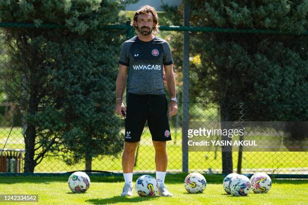 Fatih Karagumruk's Italian head coach Andrea Pirlo poses during a training session at Turkish Football Federation's facilities in Istanbul, on July...