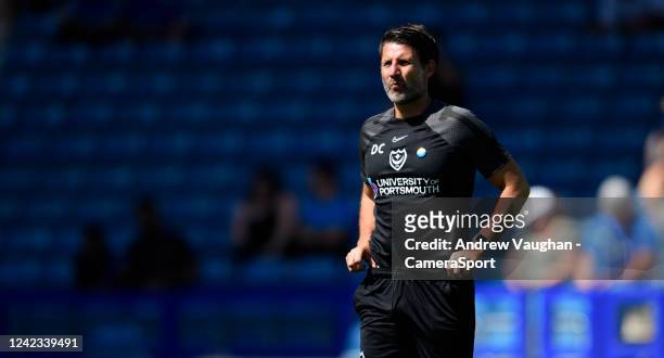 Portsmouth manager Danny Cowley during the pre-match warm-up prior to the Sky Bet League One between Portsmouth and Lincoln City at Fratton Park on...