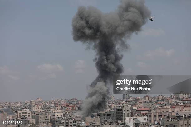 Israeli warplanes bombed a 5-storey residential house near Al-Shifa Hospital in Gaza, Palestine, on August 6, 2022