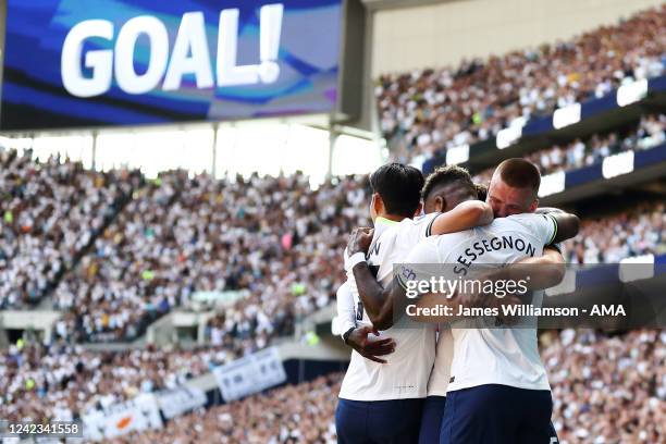 Ryan Sessegnon of Tottenham Hotspur celebrates after scoring a goal to make it 1-1 during the Premier League match between Tottenham Hotspur and...